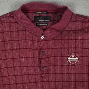 Greg Norman PGA National Red Check Plaid Mens Short Sleeve Polo Shirt Size Large